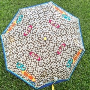 Coach Graffiti Op C Graffiti Signstire C Brown and Yellow Vintage Umbrella